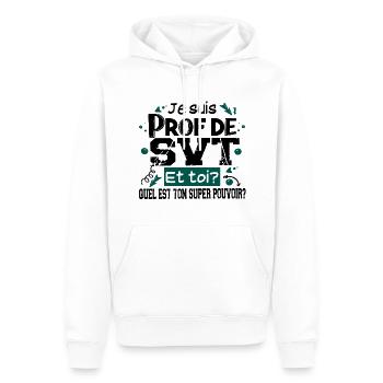 Prof Professeur SVT Sciences Vie Terre Métier - Sweat à capuche Premium bio Homme - blanc - Devant - Nico (187cm)