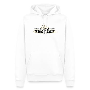 Buddha Augen, Buddhismus, Yoga, Drittes Auge, Om - Männer Premium Bio Hoodie - Weiß - Vorne - Nico (187cm)