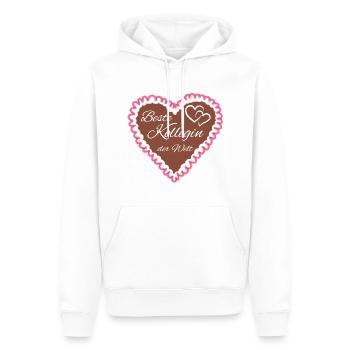 Lebkuchenherz rose beste Kollegin der Welt - Männer Premium Bio Hoodie - Weiß - Vorne - Nico (187cm)