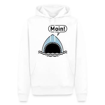 Moin! (Hai / Haifisch / Sprechblase / Comic) - Männer Premium Bio Hoodie - Weiß - Vorne - Nico (187cm)