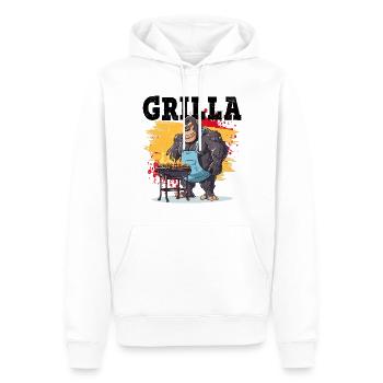 Grillen Grilla Griller Gorilla BBQ Spruch Lustig - Männer Premium Bio Hoodie - Weiß - Vorne - Nico (187cm)