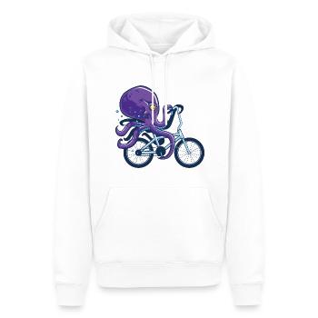 Octopus Riding Bicycle - Sweat à capuche Premium bio Homme - blanc - Devant - Nico (187cm)