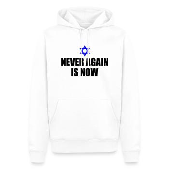 Never again is now - Männer Premium Bio Hoodie - Weiß - Vorne - Nico (187cm)
