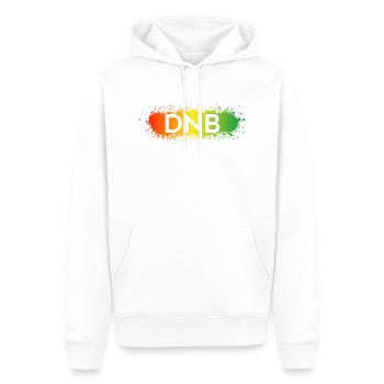 DNB Splat - Drum n Bass Junglist Red Yellow Green - Men’s Premium Organic Hoodie - white - Front - Nico (187cm)