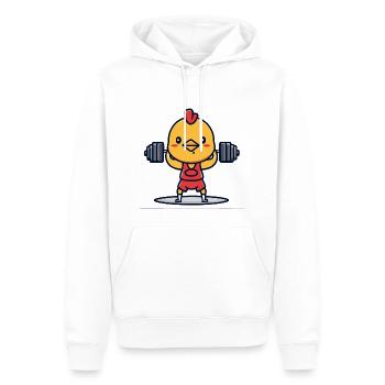 Chicken Fitness Gym Cute Chicken Weightlifting Gift - Men’s Premium Organic Hoodie - white - Front - Nico (187cm)