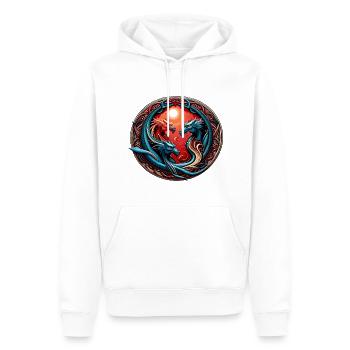 DRAGON FIGHT SYMBOL - Männer Premium Bio Hoodie - Weiß - Vorne - Nico (187cm)