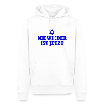 Nie wieder ist jetzt - Männer Premium Bio Hoodie - Weiß - Vorne - Nico (187cm)