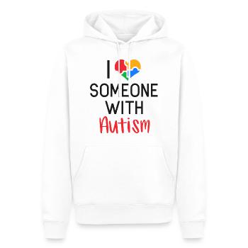 J'aime l'autisme autiste coeur puzzle fils fille - Sweat à capuche Premium bio Homme - blanc - Devant - Nico (187cm)