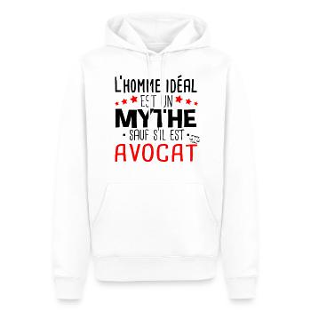 Avocat Homme Humour Cadeau Métier Mythe Tribunal - Sweat à capuche Premium bio Homme - blanc - Devant - Nico (187cm)
