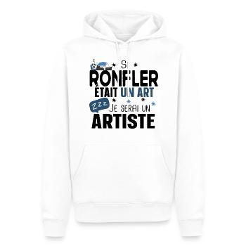 Ronfler Artiste Dormir Cadeau Humour Ronflement - Sweat à capuche Premium bio Homme - blanc - Devant - Nico (187cm)