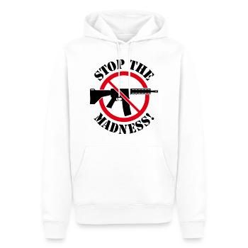Stop The Madness! (Waffenverbot Verbotsschild 2C) - Männer Premium Bio Hoodie - Weiß - Vorne - Nico (187cm)
