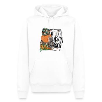Bonjour la saison des citrouilles - Sweat à capuche Premium bio Homme - blanc - Devant - Nico (187cm)