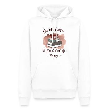 Kaffee trinken und Buch lesen Sei glücklich - Männer Premium Bio Hoodie - Weiß - Vorne - Nico (187cm)