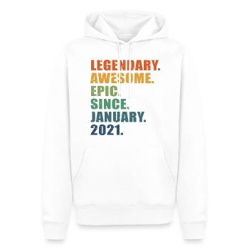 2e anniversaire, janvier 2021, 2e anniversaire - Sweat à capuche Premium bio Homme - blanc - Devant - Nico (187cm)
