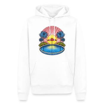 Sonnenschirm am Pool unter Palmen im Sommer - Männer Premium Bio Hoodie - Weiß - Vorne - Nico (187cm)