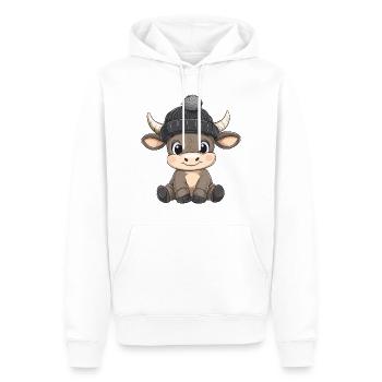 Taureau mignon mignon bébé enfants animal dessin animé - Sweat à capuche Premium bio Homme - blanc - Devant - Nico (187cm)