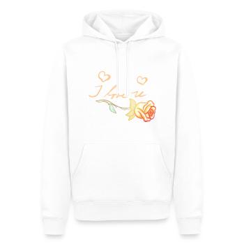 Je t’aime Fleur Rose d’Or - Sweat à capuche Premium bio Homme - blanc - Devant - Nico (187cm)