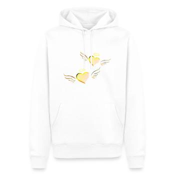 zwei goldene Herzen engel herz symbol - Männer Premium Bio Hoodie - Weiß - Vorne - Nico (187cm)