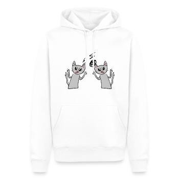 Les chats se disputent chat en colère - Sweat à capuche Premium bio Homme - blanc - Devant - Nico (187cm)