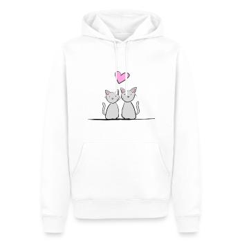 Katzen Linie Pärchen Herz Liebe - Männer Premium Bio Hoodie - Weiß - Vorne - Nico (187cm)