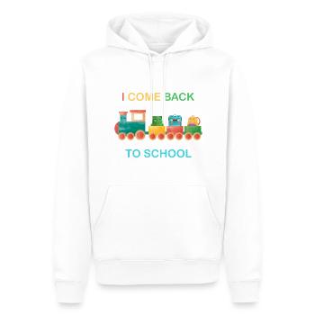I come back to school, kids school,train - Sweat à capuche Premium bio Homme - blanc - Devant - Nico (187cm)