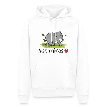 sauver les animaux animal éléphant protection de la nature - Sweat à capuche Premium bio Homme - blanc - Devant - Nico (187cm)