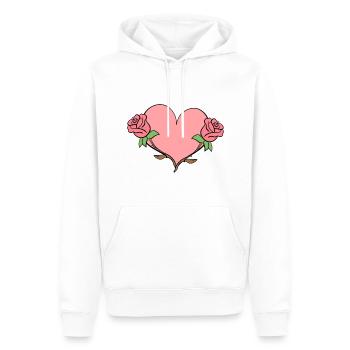 rose blume herz form symbol rosa blumen - Männer Premium Bio Hoodie - Weiß - Vorne - Nico (187cm)