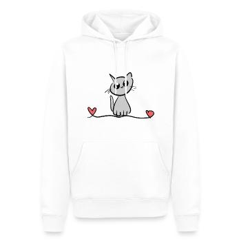 Katze Tier Linie Herz Haustier klein - Männer Premium Bio Hoodie - Weiß - Vorne - Nico (187cm)