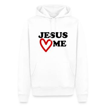 Jésus m’aime le cœur m’aime - Sweat à capuche Premium bio Homme - blanc - Devant - Nico (187cm)