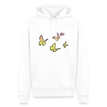 papillons jaunes symbole papillon - Sweat à capuche Premium bio Homme - blanc - Devant - Nico (187cm)