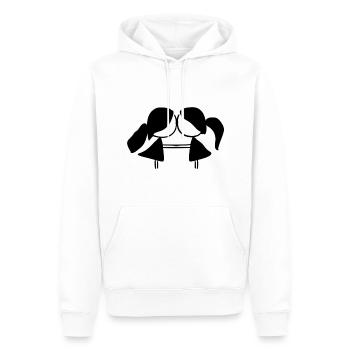 Couple lesbienne symbole amour lgbt - Sweat à capuche Premium bio Homme - blanc - Devant - Nico (187cm)