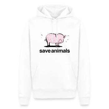 pinkes Schwein Baby Tier rette Tiere - Männer Premium Bio Hoodie - Weiß - Vorne - Nico (187cm)