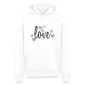 Texte coeur d’amour - Sweat à capuche Premium bio Homme - blanc - Devant - Nico (187cm)