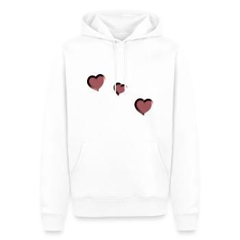 trois cœurs rouges symbole amour - Sweat à capuche Premium bio Homme - blanc - Devant - Nico (187cm)