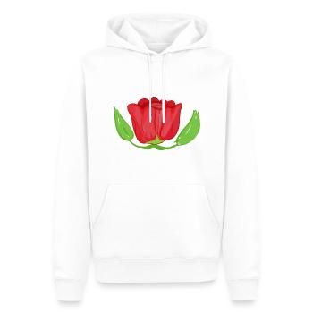 Symbole de la plante de fleur de rose rouge - Sweat à capuche Premium bio Homme - blanc - Devant - Nico (187cm)