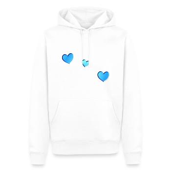 three blue hearts symbol love glitter pattern - Men’s Premium Organic Hoodie - white - Front - Nico (187cm)