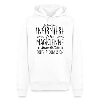 Humour Infirmière - Fête des mères - Sweat à capuche Premium bio Homme - blanc - Devant - Nico (187cm)