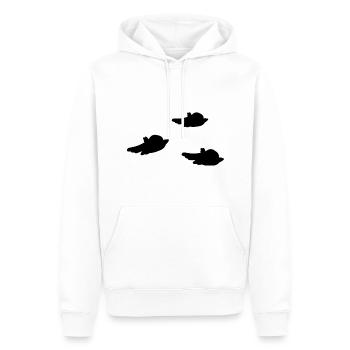 Symbole trois oiseaux dessin animé - Sweat à capuche Premium bio Homme - blanc - Devant - Nico (187cm)