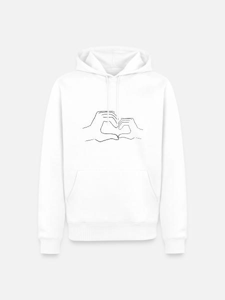 mains grandes - Sweat à capuche Premium bio Homme - blanc