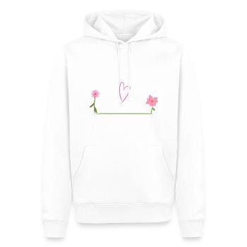 Two Flowers Line Heart - Men’s Premium Organic Hoodie - white - Front - Nico (187cm)
