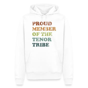 Proud Member of the Tenor Tribe - retro dark - Men’s Premium Organic Hoodie - white - Front - Nico (187cm)