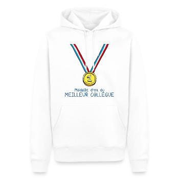 T-shirt Médaille d'or du meilleur collègue - Sweat à capuche Premium bio Homme - blanc - Devant - Nico (187cm)