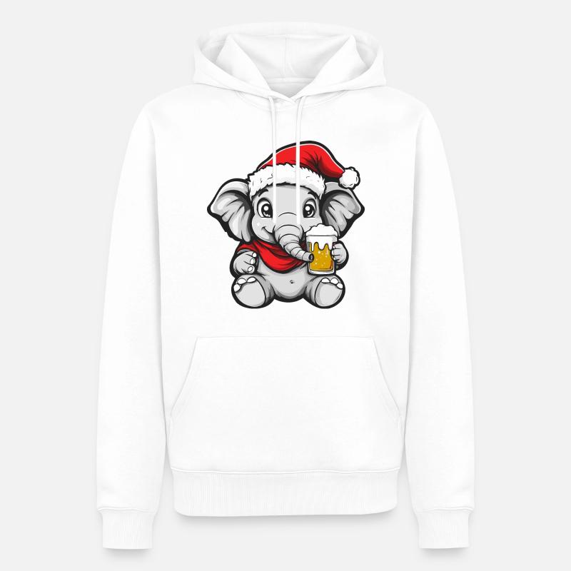 Bière de Noël Elephant - Sweat à capuche Premium bio Homme - blanc