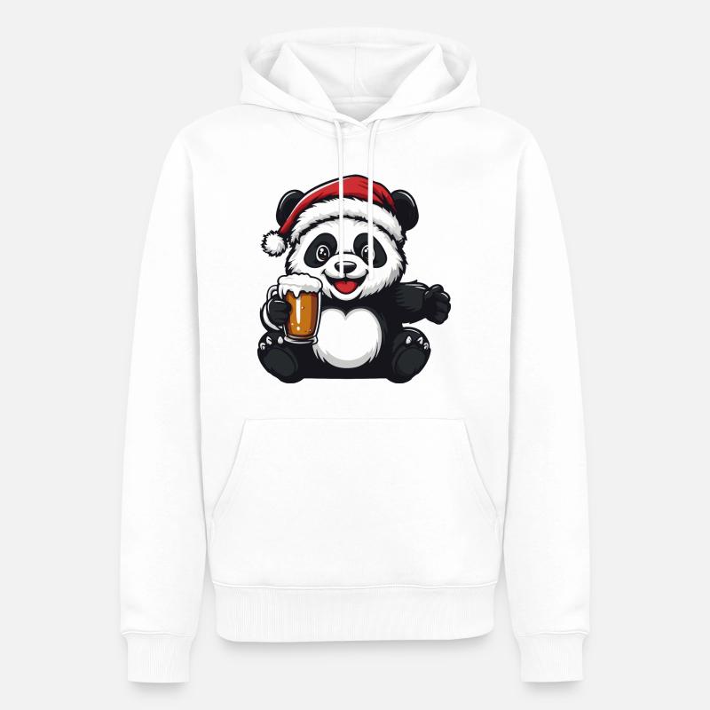 Bière de Noël Panda - Sweat à capuche Premium bio Homme - blanc