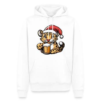 Leopard Weihnachten Bier - Männer Premium Bio Hoodie - Weiß - Vorne - Nico (187cm)