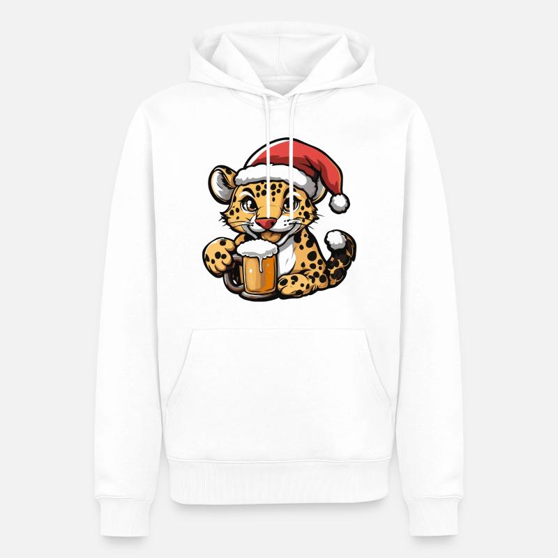 Bière de Noël Leopard - Sweat à capuche Premium bio Homme - blanc