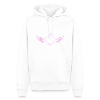 rosa Herz Engel Flügel Symbol - Männer Premium Bio Hoodie - Weiß - Vorne - Nico (187cm)