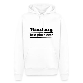 Flensburg - Stadt best place ever - Männer Premium Bio Hoodie - Weiß - Vorne - Nico (187cm)