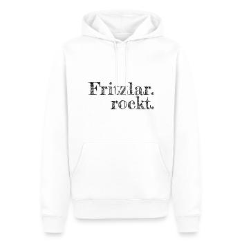 Fritzlar rockt - Textdesign mit Stadtnamen - Männer Premium Bio Hoodie - Weiß - Vorne - Nico (187cm)