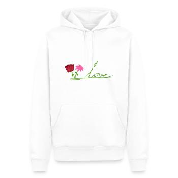 liebe zwei blumen rot pflanzen - Männer Premium Bio Hoodie - Weiß - Vorne - Nico (187cm)